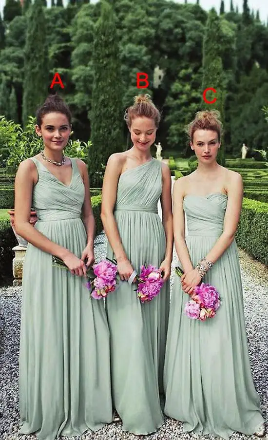 New Fashion 2016 Green Long Chiffon font b Bridesmaid b font font b Dresses b font