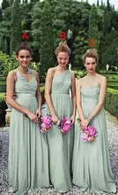 New Fashion 2016 Green Long Chiffon Bridesmaid Dresses Cheap Bridesmaid Gowns Party Dresss For Wedding Maid of Honor Dress C82