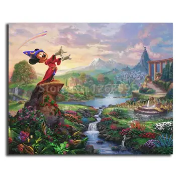 

Thomas Kinkade Fantasia Minnie all Art Canvas Poster and Print Canvas Painting Decorative Picture for Living Room Home Decor