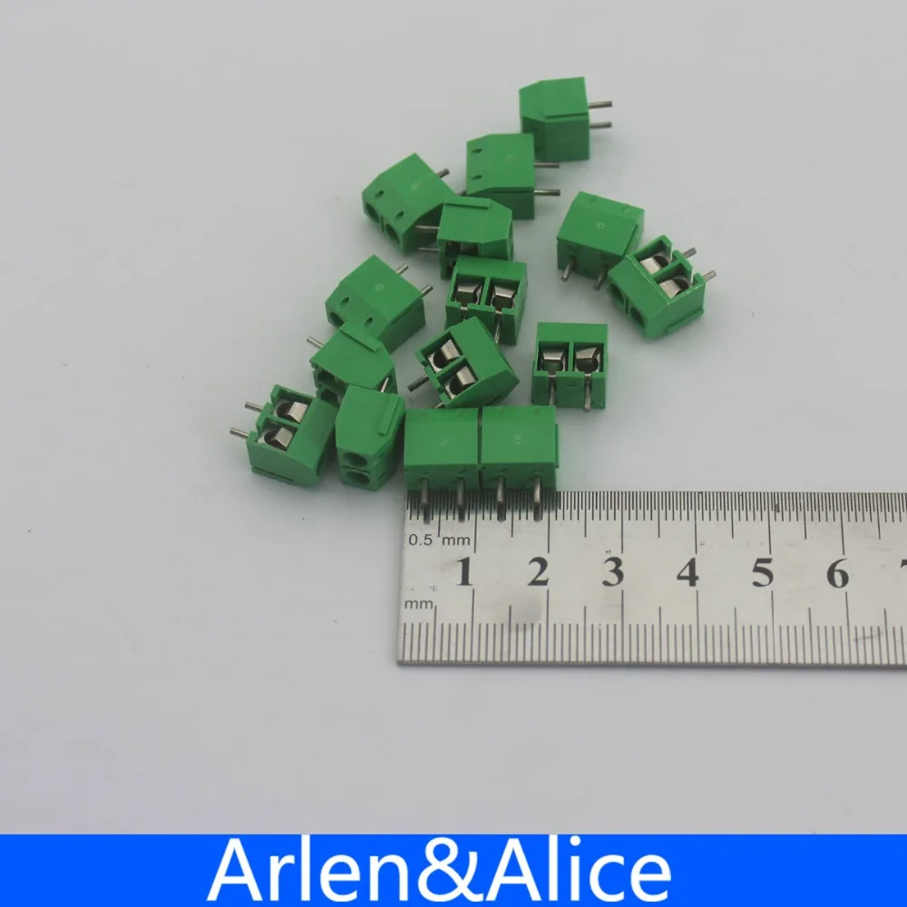 100 pcs 2 Pin Screw Green PCB Terminal Block Connector 5mm Pitchin