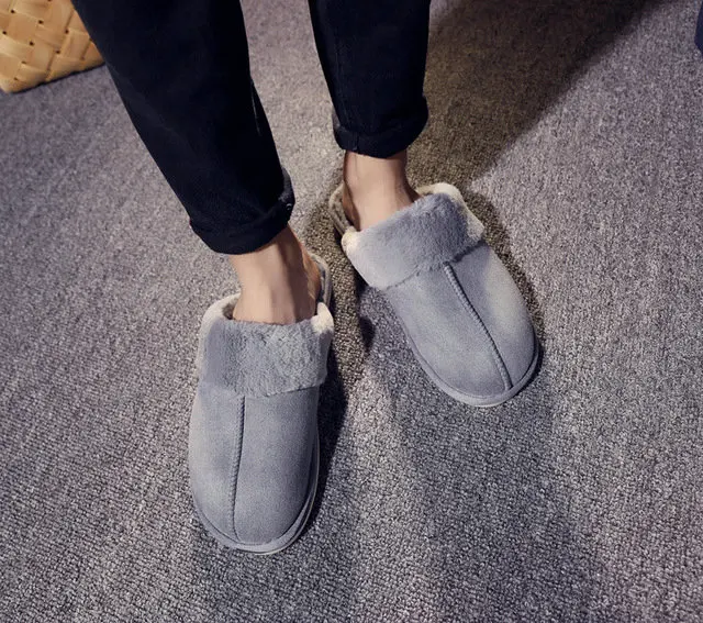 New Arrival Durable Home Slippers Unisex Micro Suede Upper Sheepskin Warm Comfortable Fur Plush Winter Slippers (32)