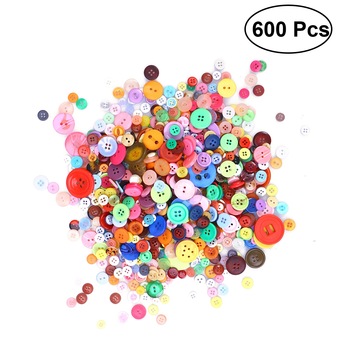 600pcs Buttons Functional Round Shaped Resin Colorful Button For