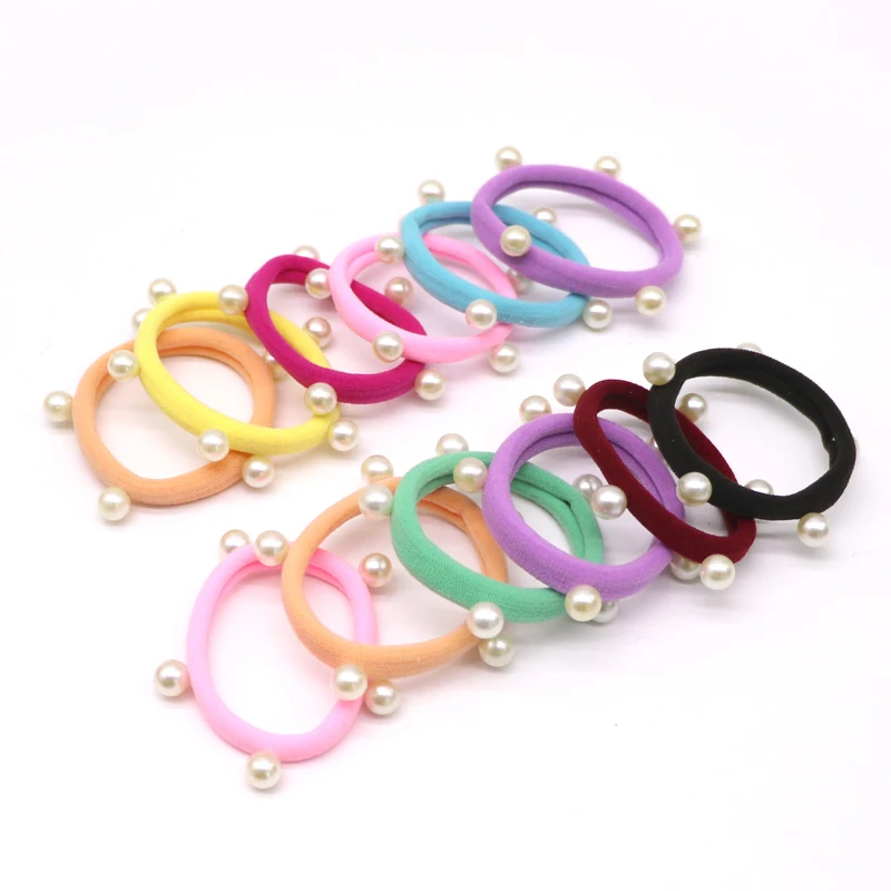 10Pcs Mix Colors Hair Accessories Pearl Rubber Bands Headwear For Women