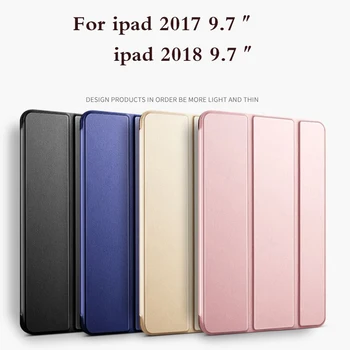 

Case For New iPad 2017 2018 9.7 inch PU Leather Back Trifold Stand Auto Sleep/Wake up Smart Cover Model A1822 A1823 A1893 A1954