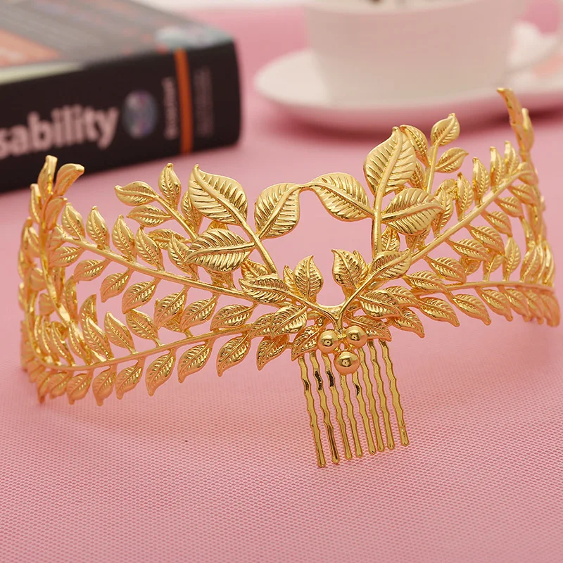 

120G Heavy Gold Leaf Wedding Tiaras and Crowns For Women Bride Pageant Prom Royal Crown Wedding head Jewelry Accessories Fashion
