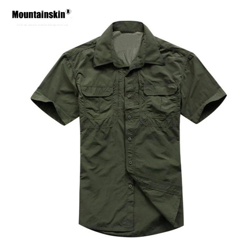 Горные мужские летние походные рубашки, быстросохнущие спортивные дышащие рубашки для рыбалки, Походов, Кемпинга, тонкая однотонная одежда VA440