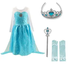 Платье для девочек; костюм принцессы Анны и Эльзы; маскарадные платья принцессы для девочек на Хэллоуин; рождественское праздничное платье для детей; От 3 до 10 лет для девочек