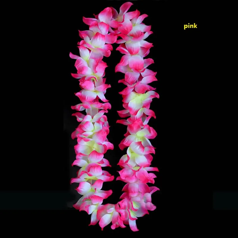 Толстые свадебные светодио дный карнавал LED Гавайский Лэй хула загорается цветок ожерелье из гирлянд костюм для вечерние Лот - Цвет: Розовый