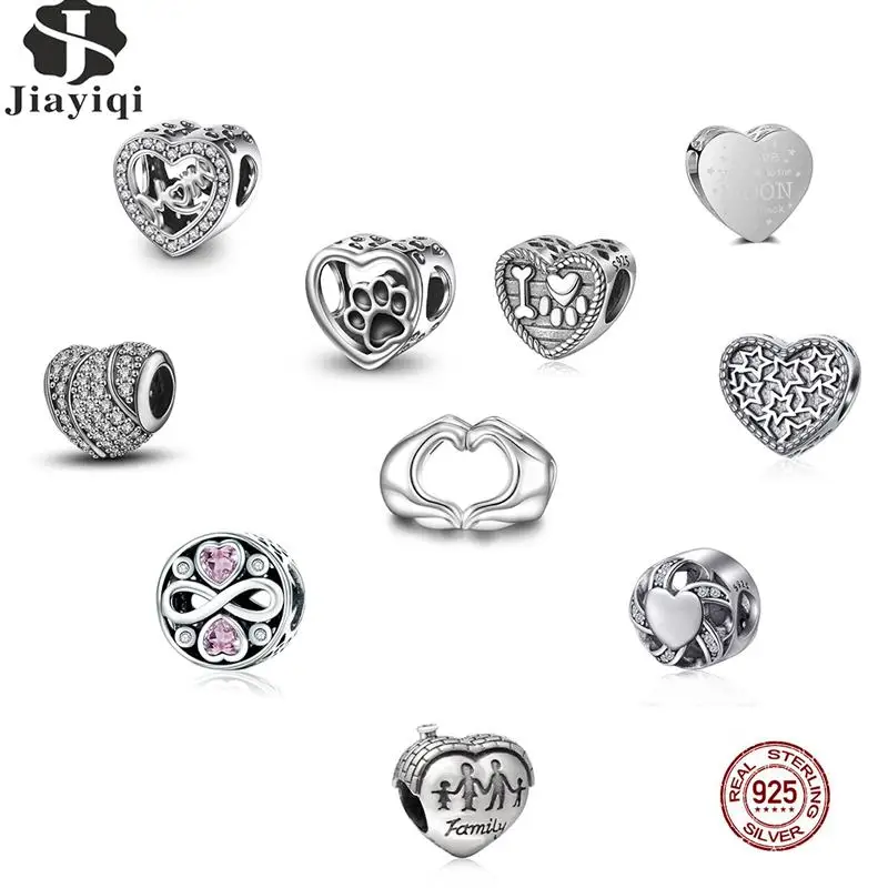 Jiayiqi 925 Sterling Silver Heart Charm CZ Crystal Beads fit Bracelet Necklace DIY Silver Jewelry Accessory Women Wedding Gifts|Beads| - AliExpress