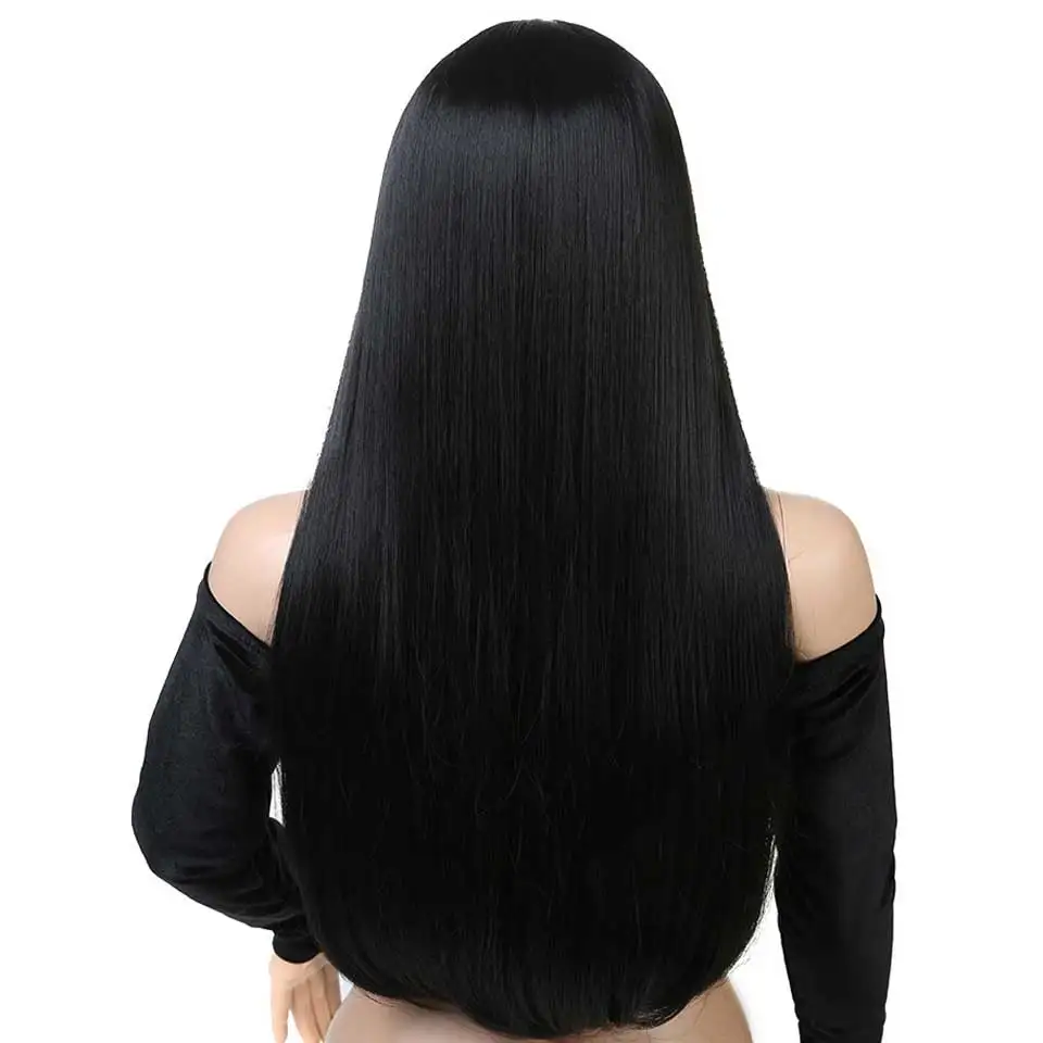 WTB длинные прямые волосы черные синтетические парики для женщин модные женские косплей партии рождественские парики бесплатные подарки - Цвет: #2