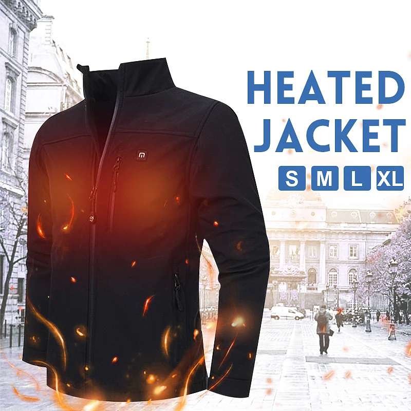 

2018 Upgraded Mens Womens Outdoor Heated Battery HeatingJacket Winter Carbon Fiber Electric Thermal Clothing Jacket