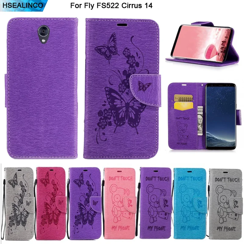 

Wallet Case For Fly FS522 CIRRUS 14 PU Leather Magnetic Embossing Card Slots and Stand Holder Cover with Lanyard