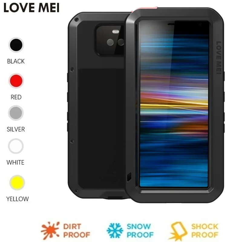 LOVE MEI Powerful Aluminum/Metal Waterproof Shockproof Cover Case For Sony Xperia 1 10 Plus +Gorilla Glass | Мобильные телефоны и