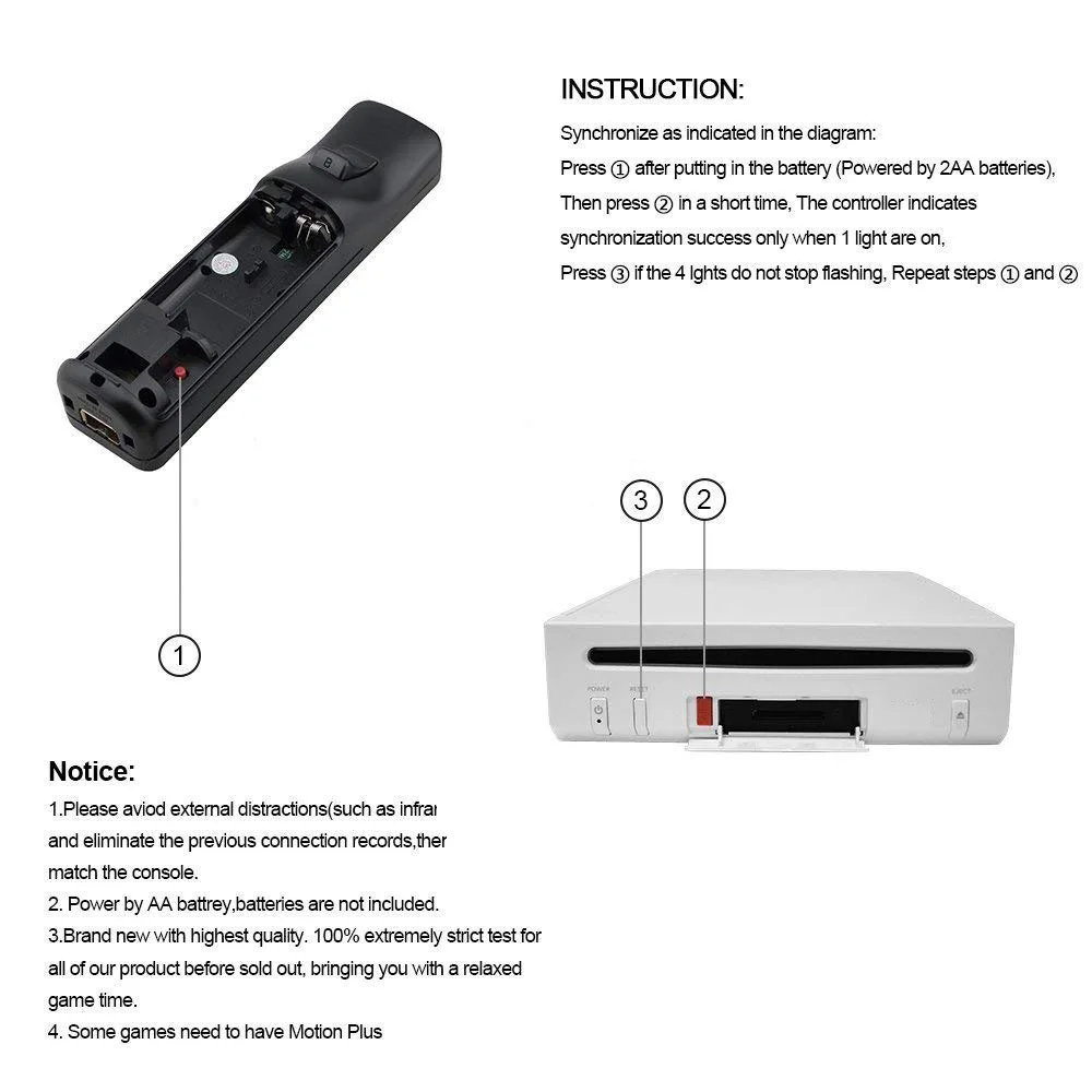 For Nintend Wii Wireless GamePad Remote Controle Without Motion Plus+Nunchuck Controller Joystick For Nintendo Wii Accessories