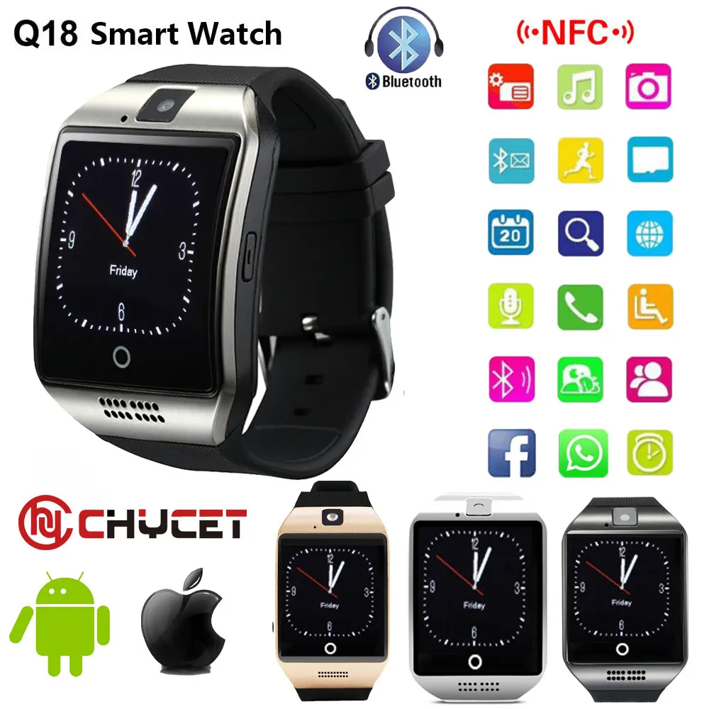 Смарт часы с Bluetooth умные Q18 Smartwatch Поддержка сим карта TF GSM камера для IOS и Android