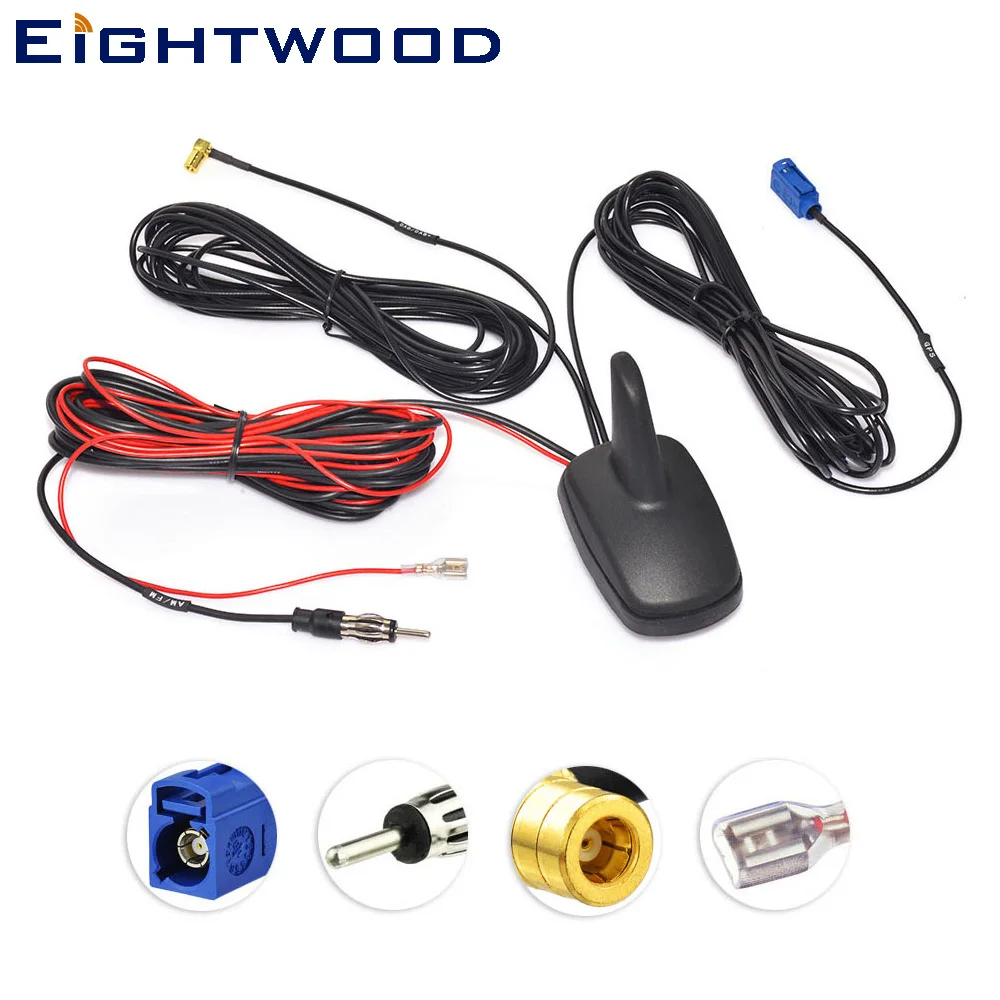 Eightwood DAB+GPS+FM/AM Car Digital Radio Amplified Aerial Roof Mount Shark Fin Antenna for JVC Kenwood Sony Eightwood DAB+GPS+FM/AM Car Digital Radio Amplified Aerial Roof Mount Shark Fin Antenna for JVC Kenwood Sony