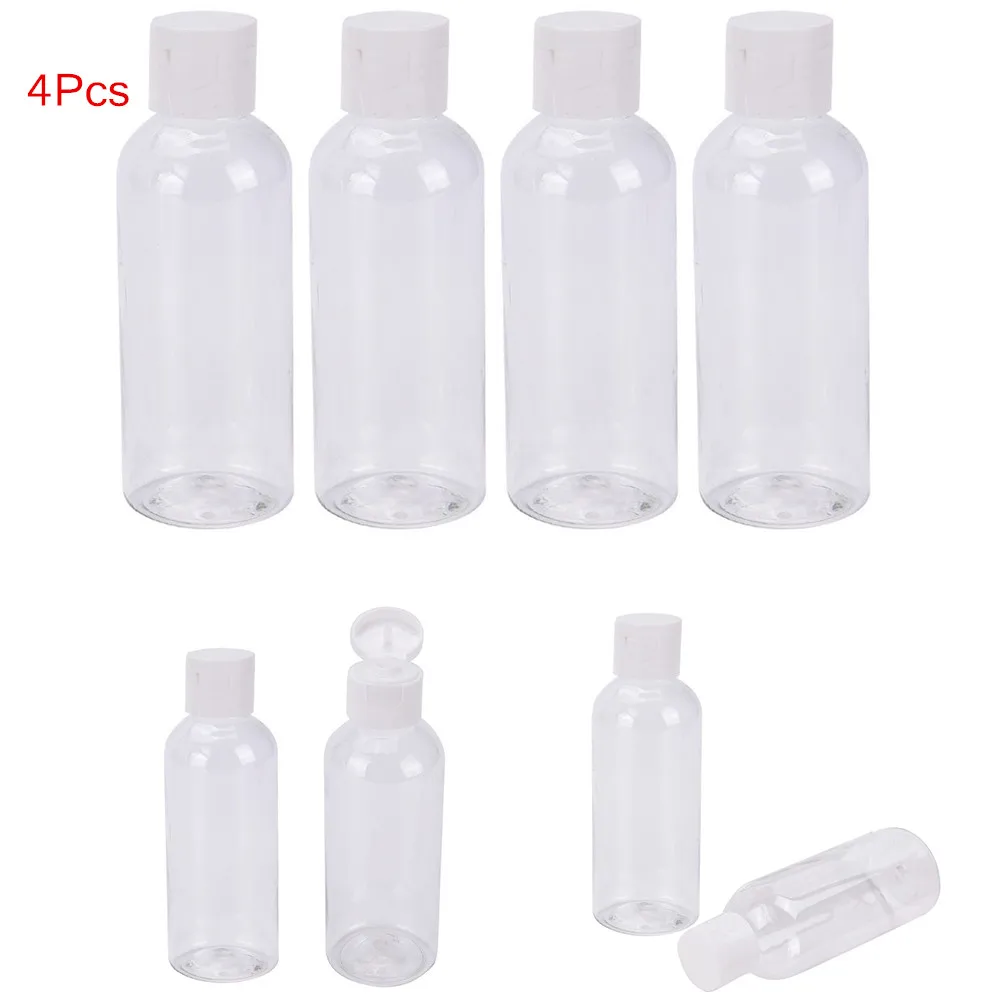 

2019 New Portable 4Pcs/set Shampoo Bottle 100ml Plastic Lotion Jar for Travel Sub Bottle Shampoo Cosmetic Empty Lotion Container
