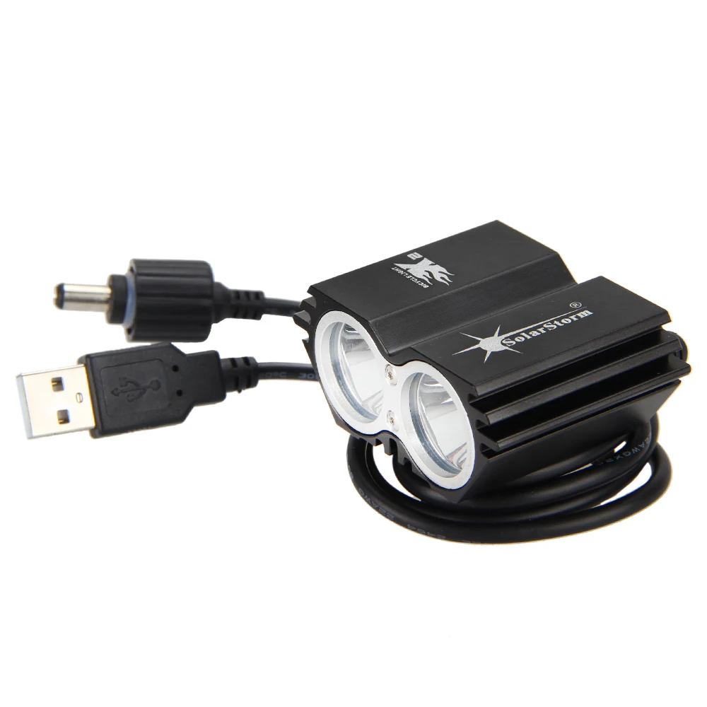 Best Waterproof Cycling Lamp 6000LM 2x XM-L T6 LED Bicycle Lights Dual Port  Head Front Bike Headlamp USB Port Torch No Battery 2