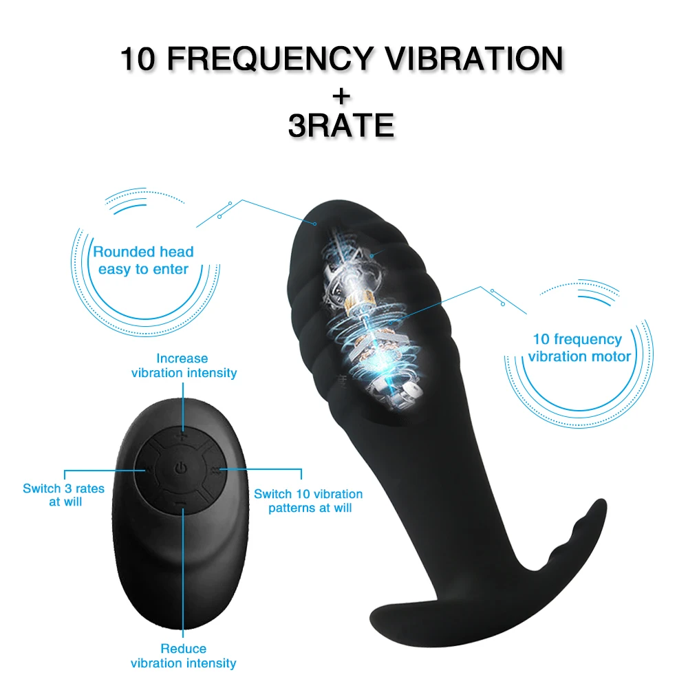 Vibrating Anal Butt Plug Adult Sex Toy For Men Prostate Massage Medical Silicone Anal Dildo Vibrator For Women Vagina Stimulator (13)