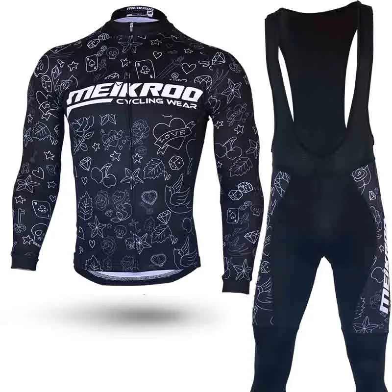 

2019 New Men's Long Sleeve Cycling Jersey Set Uniformes Ropa maillot Ciclismo MTB Pro Team Bike Quick dry Clothing Bib Pant