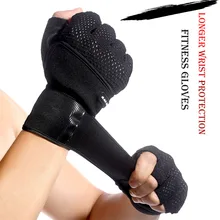 Перчатки для спортзала перчатки для занятий фитнесом удлиненная перчатка для спортзала для мужчин женщин Бодибилдинг Гантели Перчатки Без Пальцев