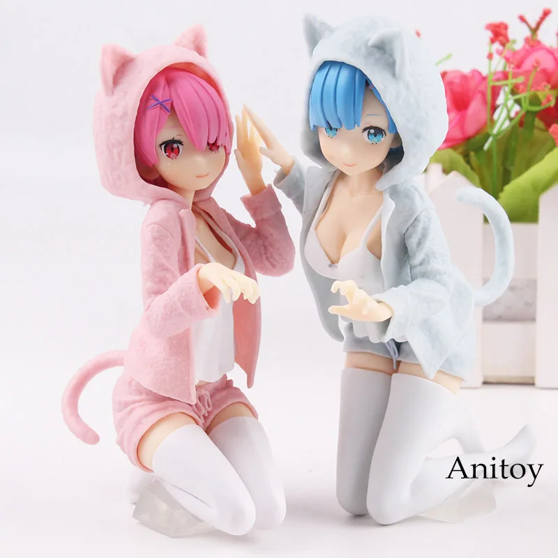 Re Zero Hajimeru Isekai Seikatsu Ram& Rem Nyanko Mode платье Ver. ПВХ комиксы Фигурки Коллекция модель игрушки 2 цвета