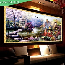 QIANZEHUI, couture, bricolage Dream house point de croix, ensembles pour kits de broderie, petite maison jardin maison decro compté point de croix