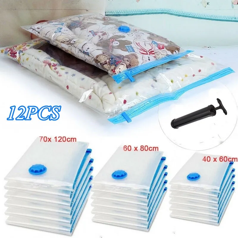 

13Pcs Vacuum Storage Bags Seal Dust-Proof Space Saver Hoover Compression Bag Quilt Clothes Organizer Air Sack with Hand Pump