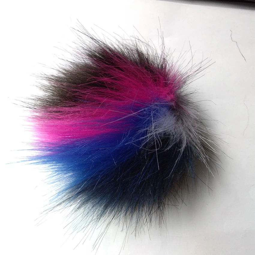 

New Style Faux Raccoon fur Pompon 10cm Pompom Irregular Color Combinations Pendant Jewelry Accessories Handicraft Hot Sale
