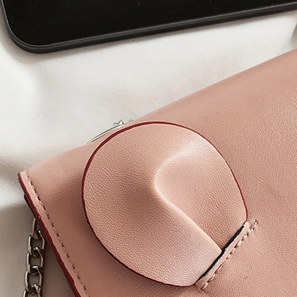 White Faux Pearl Pig Nose Fashion Lady Faux Leather Flap Square Crossbody Shoulder Bag