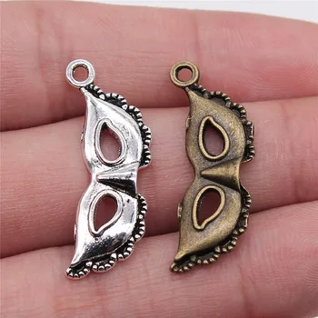 

WYSIWYG 10pcs 31x12mm 2 Colors Antique Silver Color Antique Bronze Plated Mask Charm Drama Mask Charm Masquerade Mask Charms