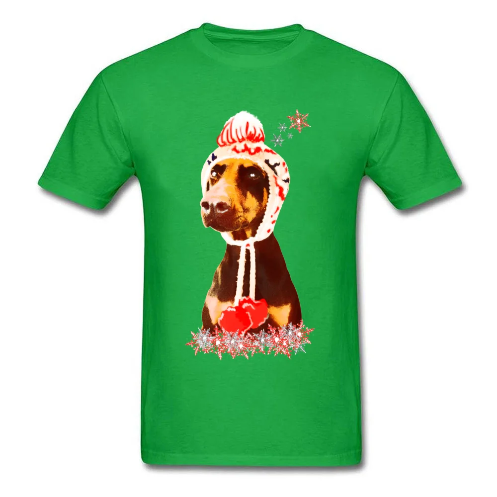 Custom Frosty the Doberman Men's T-Shirt Newest Summer Short Sleeve Round Collar Pure Cotton Tops Tees Party Tee Shirt Frosty the Doberman green