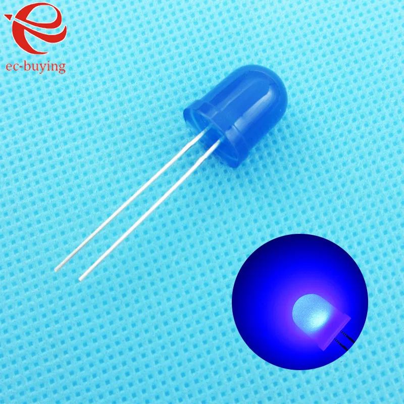 

10mm LED Blue Diffused Round Light-Emitting Diodes Lamp Bead DIP Plug-in Through Hole Bulb Wide Angle 10 mm 10 pcs /lot