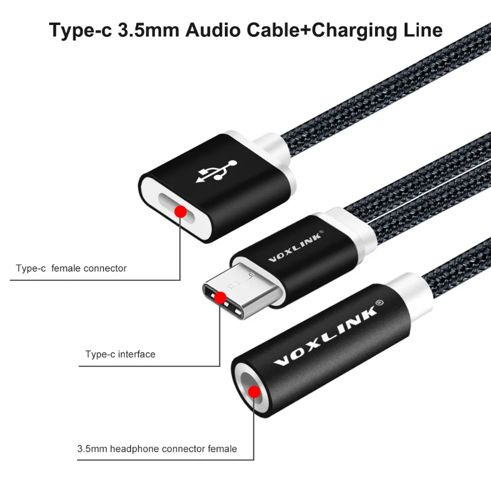 Кабель для наушников VOXLINK USB Type C к аудиоразъему 3 5 мм зарядный адаптер Letv 2/Xiaomi