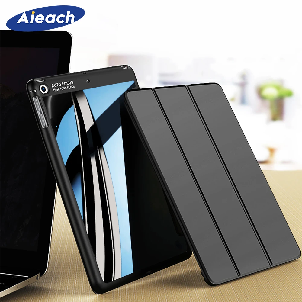 

Cover For New iPad 9.7 Case 2018 2017 Luxury Smart PU Leather Soft Silicone Edge Transparent Hard Back For iPad A1822 A1893 Case