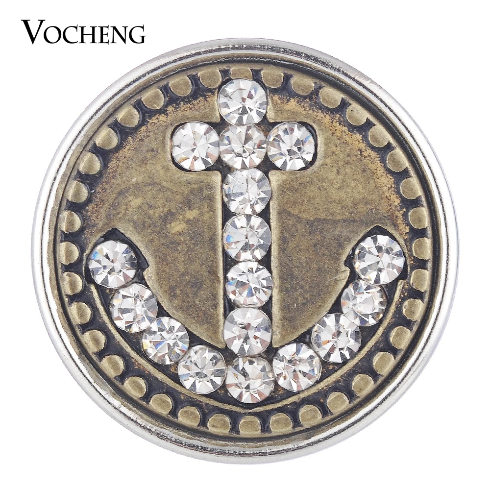 

18mm Vocheng Ginger Snap Anchor with Stones Antique Bronze Button Charms Vn-1752