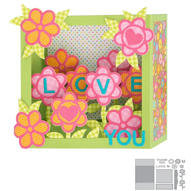 

3D Flowers Box With Words Metal Cutting Dies For DIY Scrapbooking Embossing Paper Cards Decorative Crafts Supplies New 2018 Dies