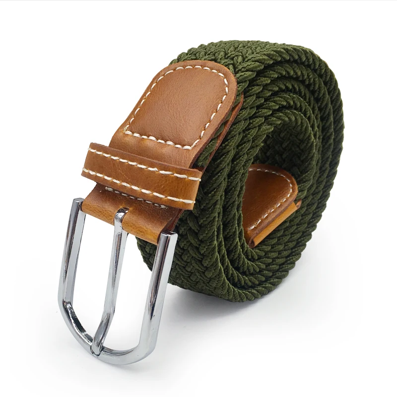 

Male Elastic Stretch Belts Knitted Metal Pin Buckle Waist Belts for Women Woven Canvas Military Tactical Waistband