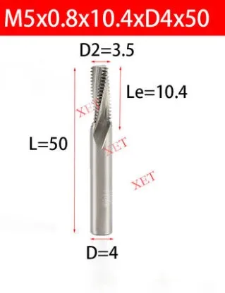 Cortador de Trituração Moinho de Rosca para Usinagem M10 M12 M16 Iso Metric Tungsten Aço Carbide Cnc Centro 4 6 8 10 12mm m3 m4 m5 m6 m8