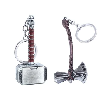 

20pcs/lot Thor Axe Hammer Keychain Avengers Endgame Thor Enamel Weapon Metal jewelry Men Women Car Keyring Wholesale