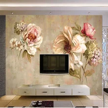 Пользовательские Настенные обои 3D Европейская картина маслом Ретро цветок фото настенная Ткань Гостиная ТВ диван фон роскошный 3D Фреска