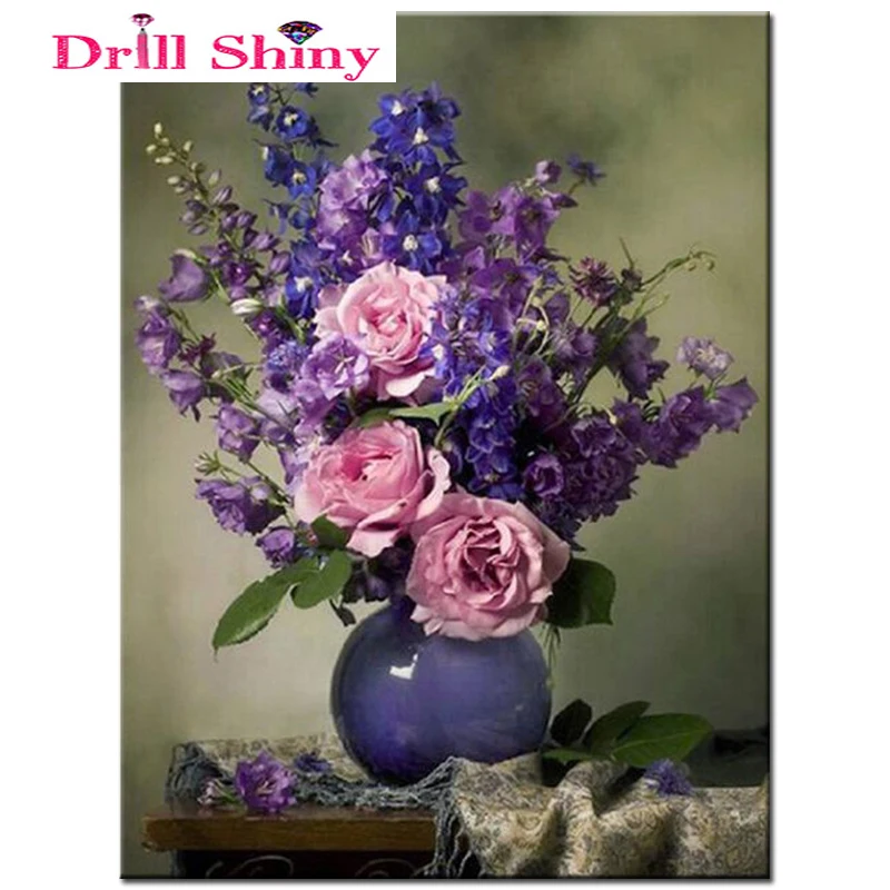 

dHome Art DIY 5D Diamond Embroidery Purple Flowers Pattern Rhinestone Mosaic Full Square Diamond Painting Cross Stitch Kits