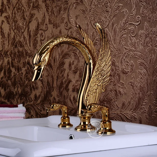 Becola Swan Sink Faucet Animal Faucets Double Handle Gold Basin Becola Swan Sink Faucet Animal Faucets Double Handle Gold Basin Shapes Bib Br