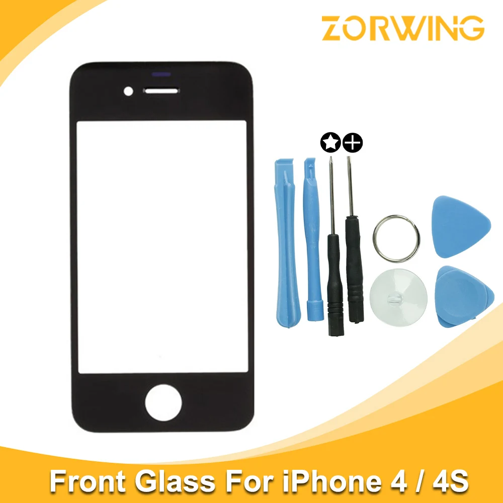 Best quality Front Glass For iPhone 4 4s Touch Screen Digitizer Panel LENS Replacement With tools