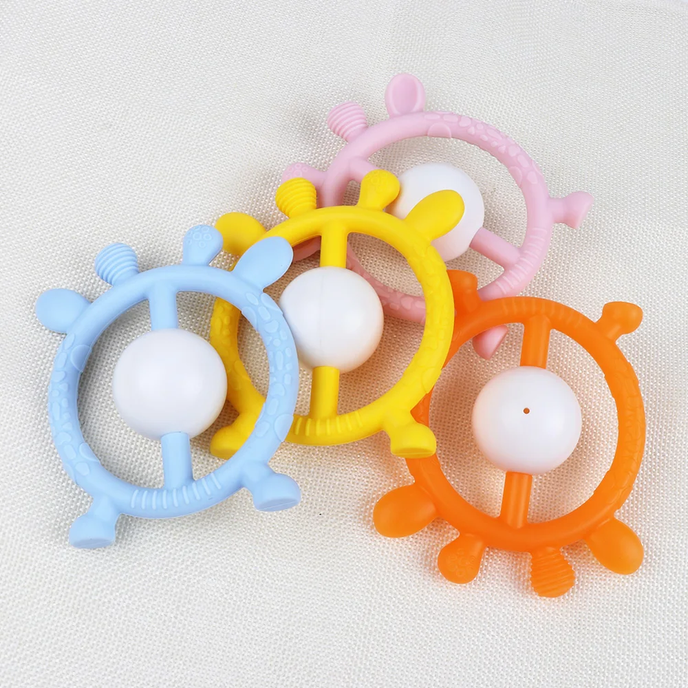 

TYRY.HU 1pc Ring Teether Teething Baby Chewable Toys Food Silicone Teethers Infant Shower Gifts drop shipping