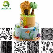 6PCS Hawaiian Texture Sheet Set Sugar Craft Decoration Texture Mat For Cookie Cupcake Fondant Cake Mold Baking Tools For Cakes bakers ez way dragees silver sugar cake cupcake cookie sprinkles 2mm