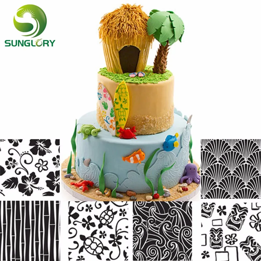 Ensemble De Feuilles De Texture Hawaienne Bricolage Artisanat En Sucre Tapis De Texture De Decoration Outils De Cuisson Pour Gateaux Moule A Cupcake Fondant 6 Pieces Aliexpress