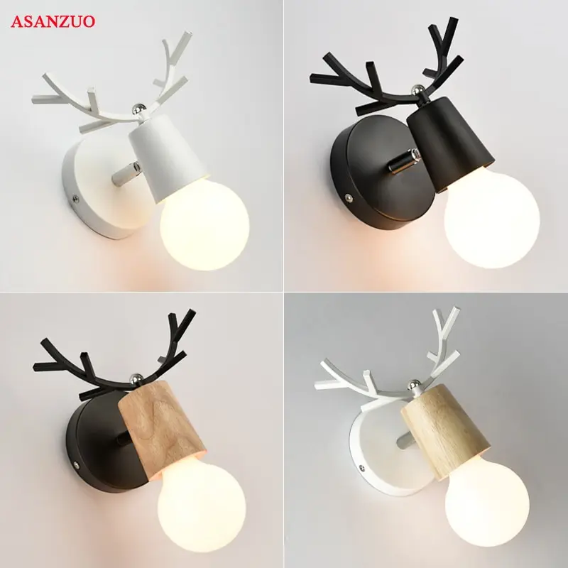  Nordic creative bedside wall lamp Simple staircase corridor hallway lamps Deer head bedroom living  - 32957269881