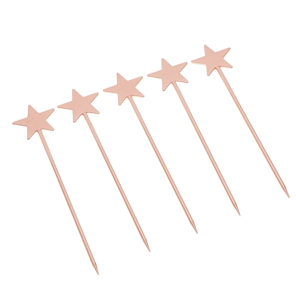 5PCS Steel Fruit Drink Sticks Cocktail Picks for Bar Tools Picks