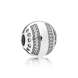 Новый 100% Серебро 925 пробы оригинальный логотип зажим с сердечками Женская мода ювелирный свадебный подарок